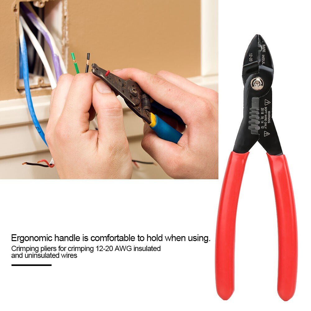 7in Crimping Pliers Wire Stripper Electrical Cable Stripping Hand Tool