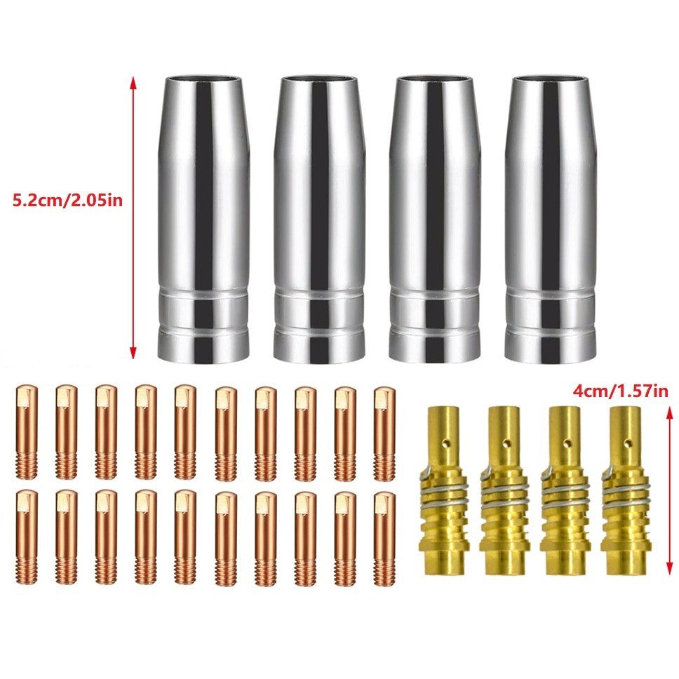 MB15 MIG WELDING CONSUMABLES KIT TORCH CONTACT TIPS NOZZLE SHROUD 15AK 28pcs