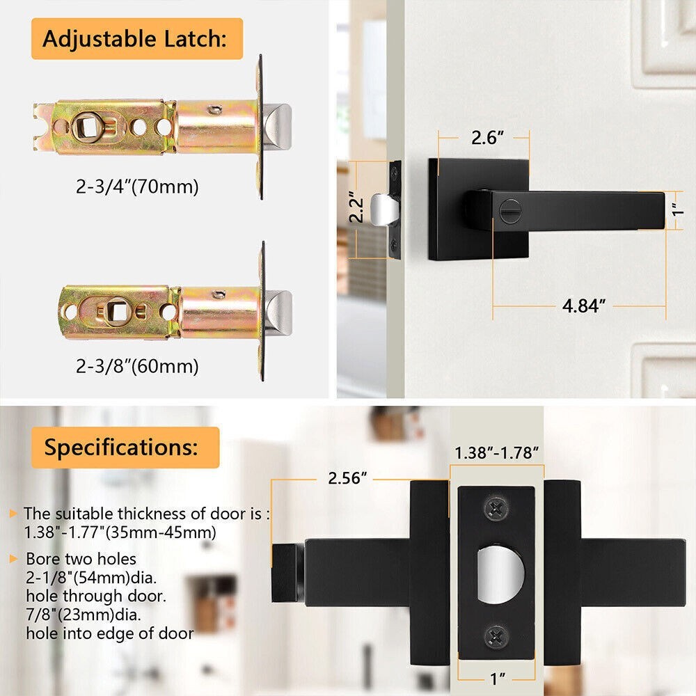 Black Privacy Door Handles, Interior Privacy Door Levers for Bedroom