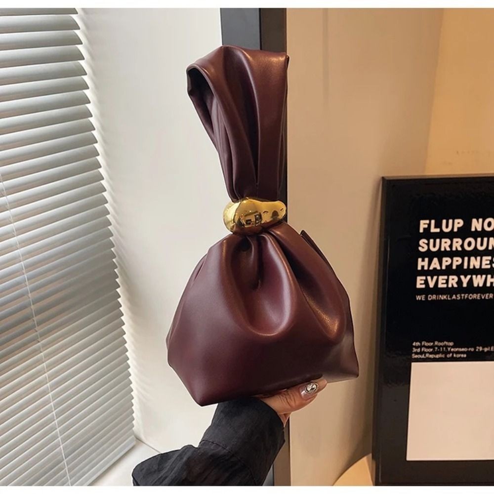 Luxury Designer Soft Leather Clutch Bag Fashion Pleated Handbag