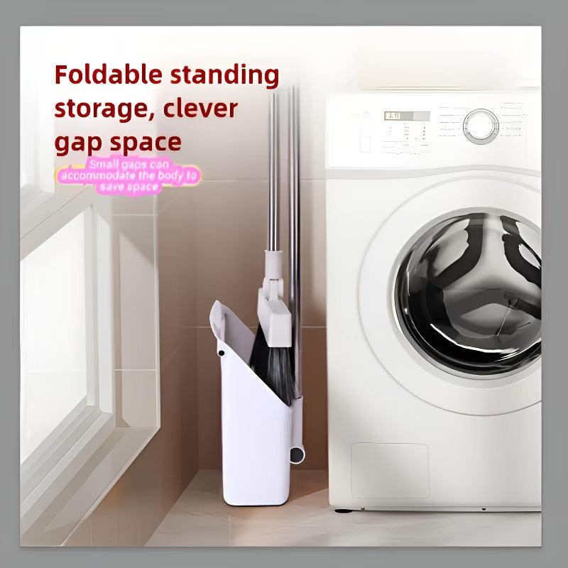 4in1 Cleaning Set:Broom,Dustpan,Window Scraper&Board Brush,Non-stick Floor Tool