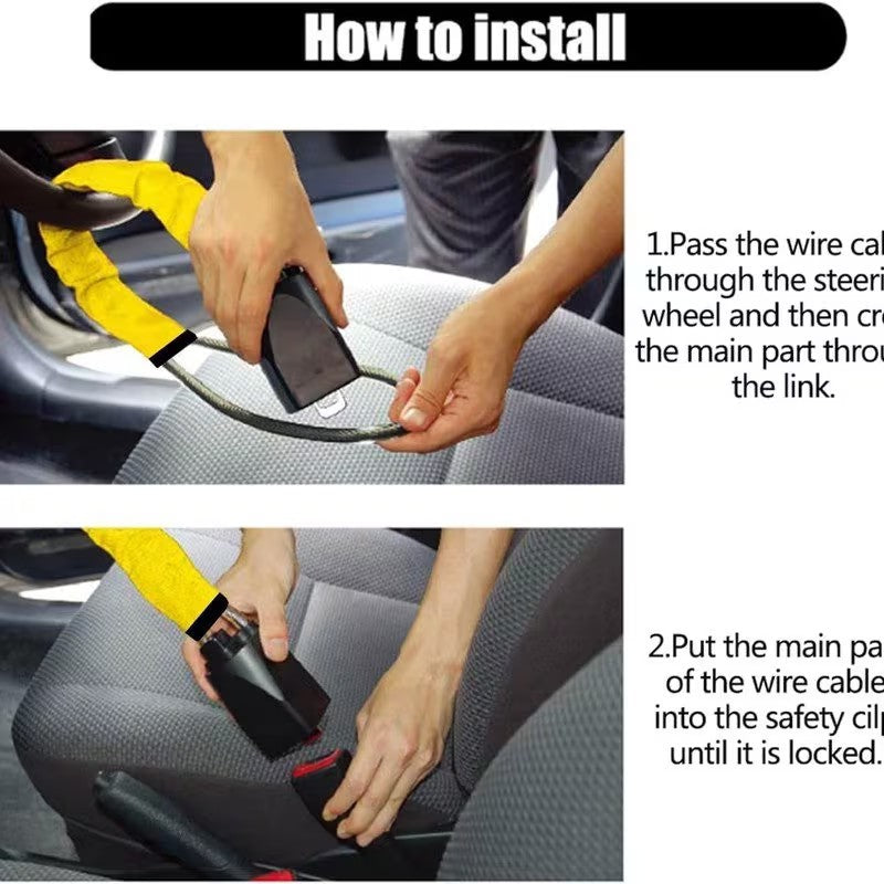 Seat Belt Lock Steering Wheel Lock Car Security Anti-Theft Device Accessory Keys