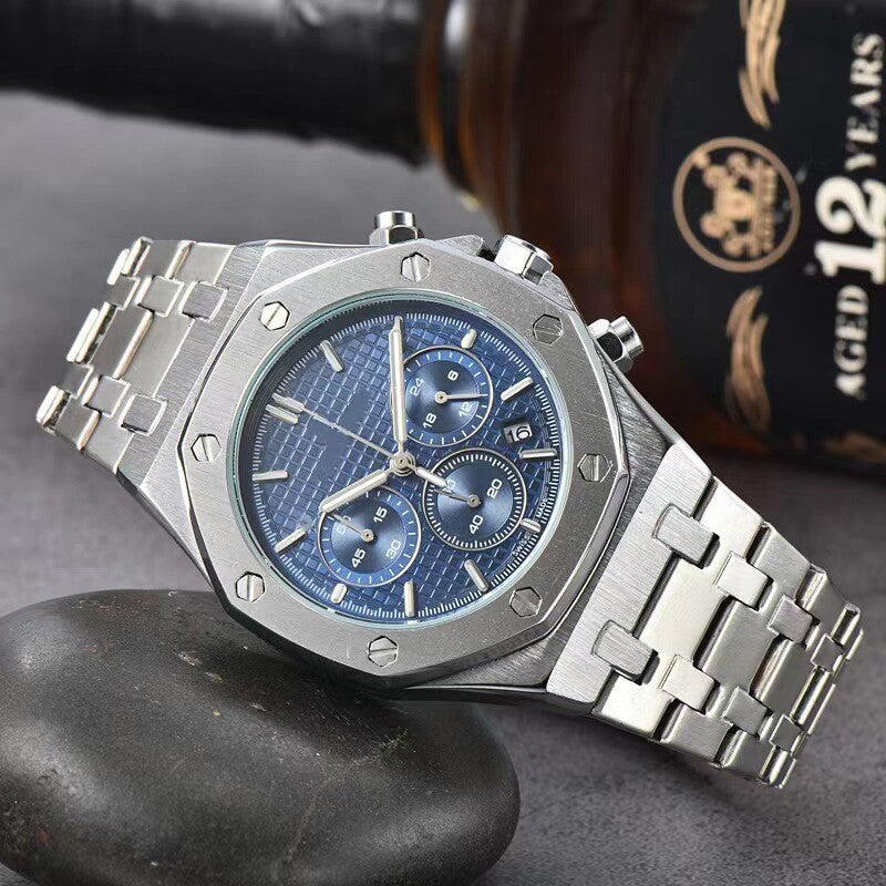 Classic Oak Six-Pin Multifunctional Luminous Calendar Men's Quartz Watch.*