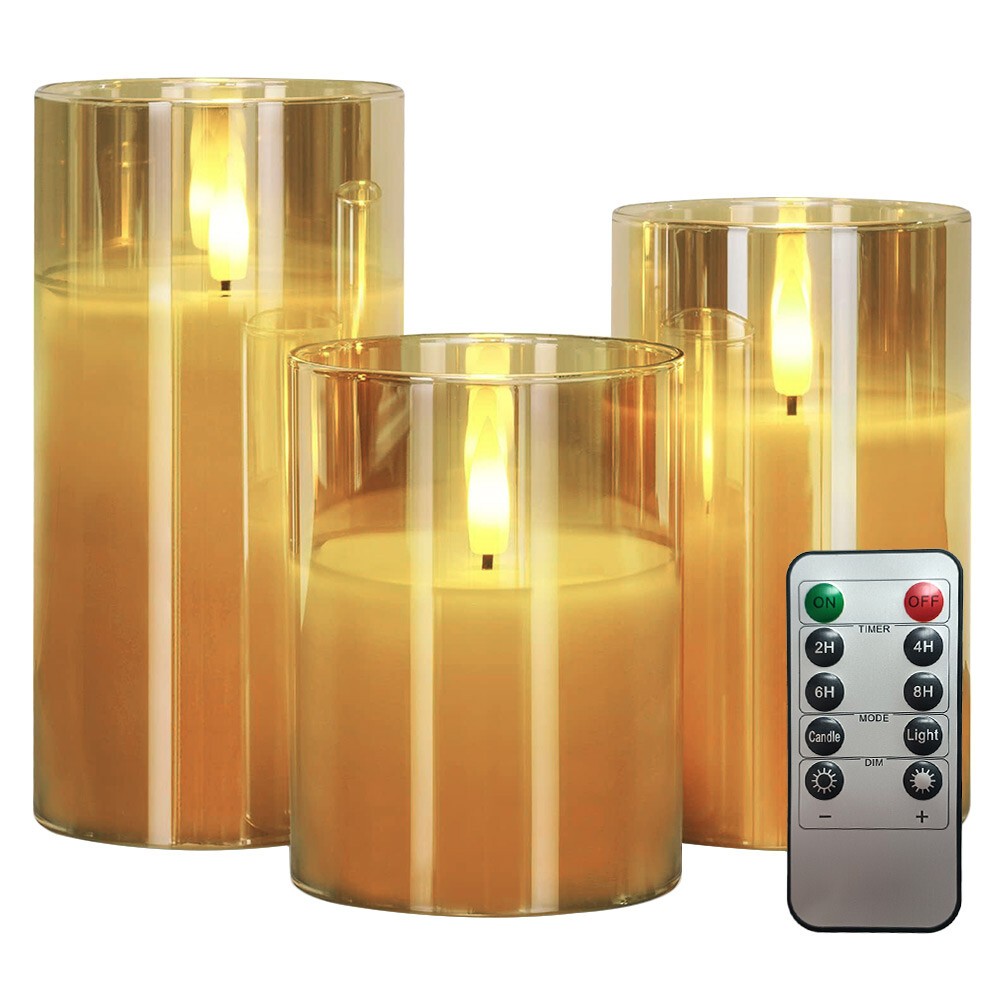 3x LED Pillar Candles with Remote Control&Timer LED Candles Flameless Candles UK