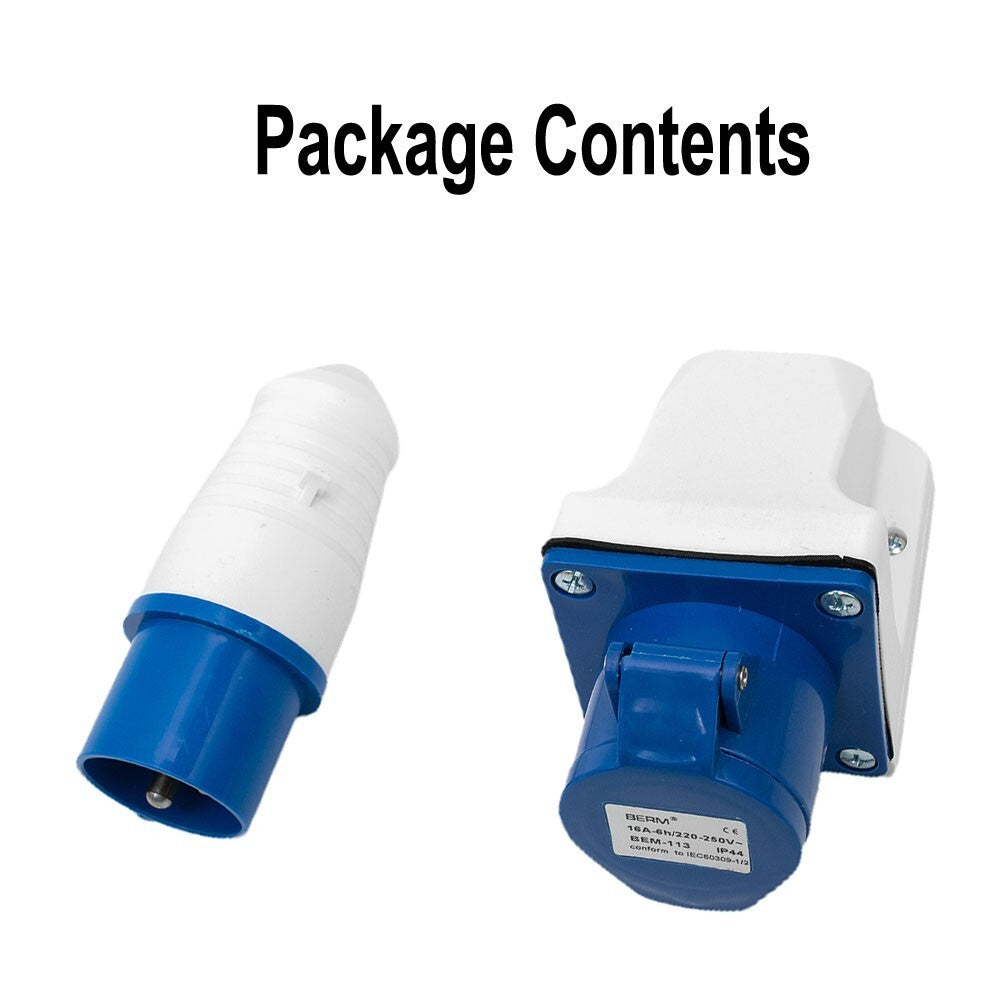 16 Amp 3 Pin Socket And Plug Wall-mounted 220-250V  IP44 16A Caravan Camper Van