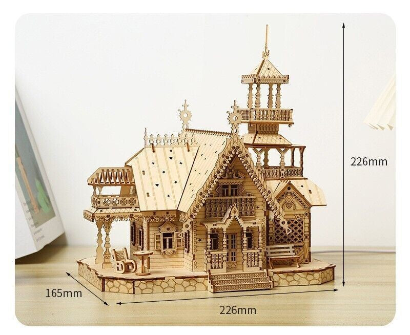 3D Wooden Jigsaw Puzzles for Adults Illuminated Villa Building Kit Xmas Gift Toy