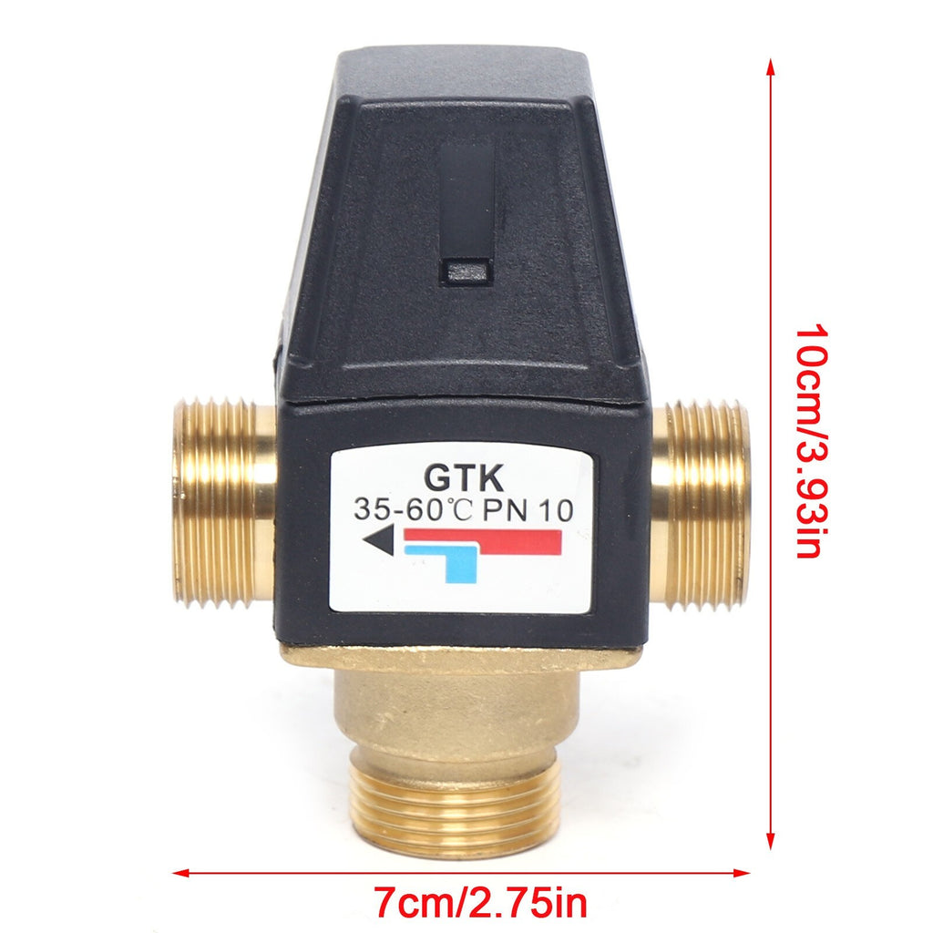 3-Way Thermostatic Mixing Valve Hot Cold Water Mixer Anti-Scald DN20 35-60℃