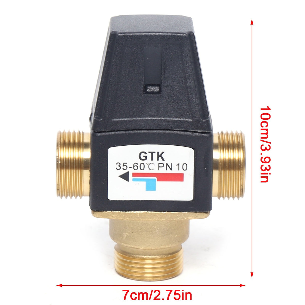 3-Way Thermostatic Mixing Valve Hot Cold Water Mixer Anti-Scald DN20 35-60℃