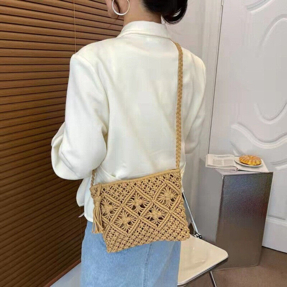 Straw Purse Summer Straw Beach Bag Crossbody Handbag Woven Bag Crochet Purses