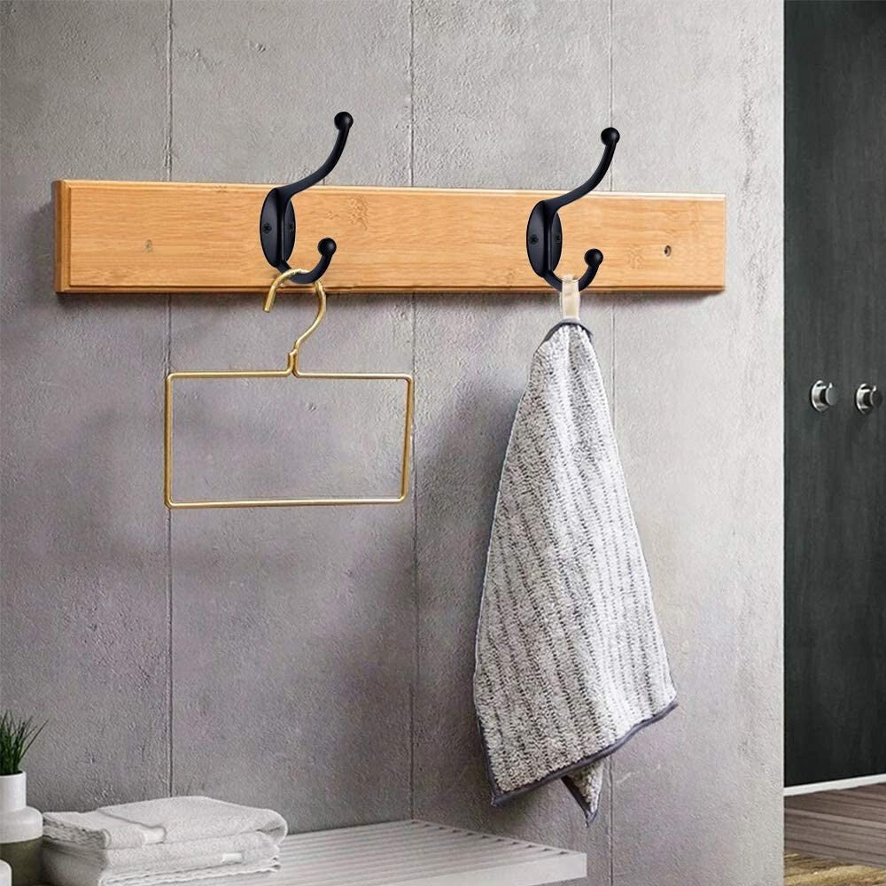 10 x Classic Antique Industrial Style Double Coat Hooks Vintage Cast Iron Hanger