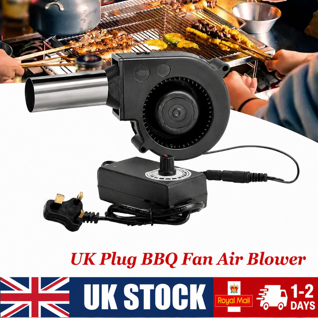 BBQ Blower Fan Fast Grill Starter UK Standard Adjustable Speed with Tube