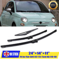3PCS 24" 14" 11" Front & Rear Windscreen Wiper Blades Set For Fiat 500 Ford KA