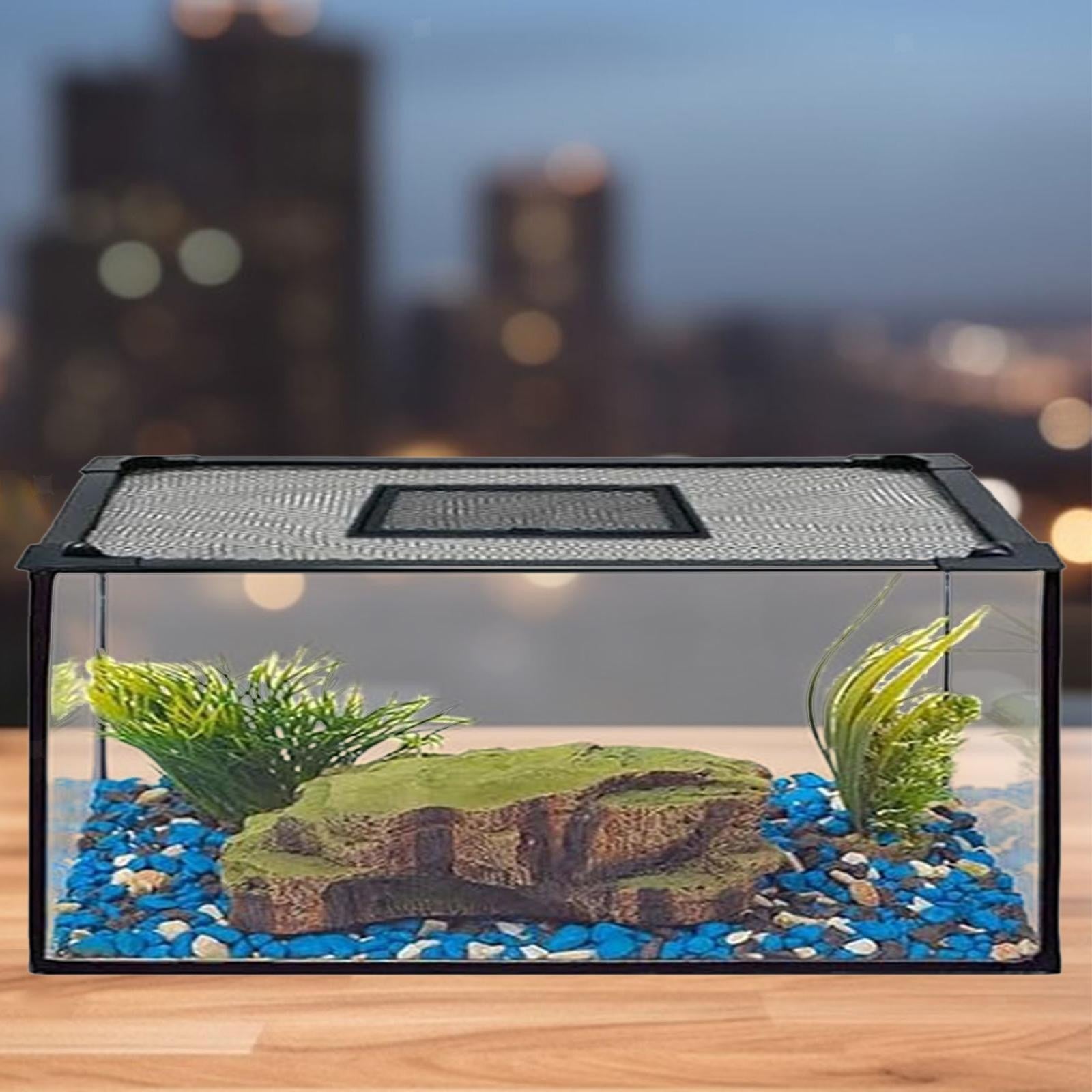 Fish Tank Lid Self Assembly Anti Jump Net Cover Magnetic Black Aquarium Hood