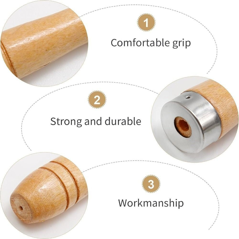 15pcs Cylindrical Small Wooden Handle File Handle  Screwdriver Hand Drill