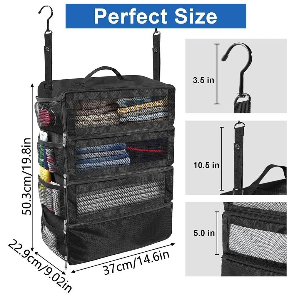 Portable Hanging Travel Shelves Collapsible Hanging Carry on Suitcase StorageBag