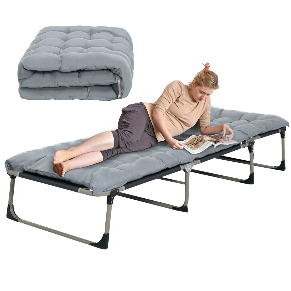 Reclining Sun Lounger Garden Folding Chair Bed Recliner Beach Camping with mat