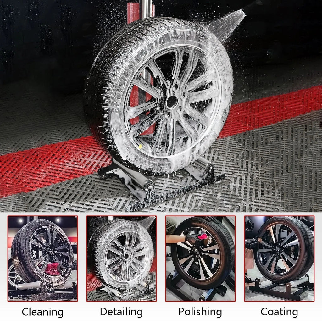 150kg Portable Wheel Coating Stand Detailing Roller Stand Wheel Tyre Cleaning UK