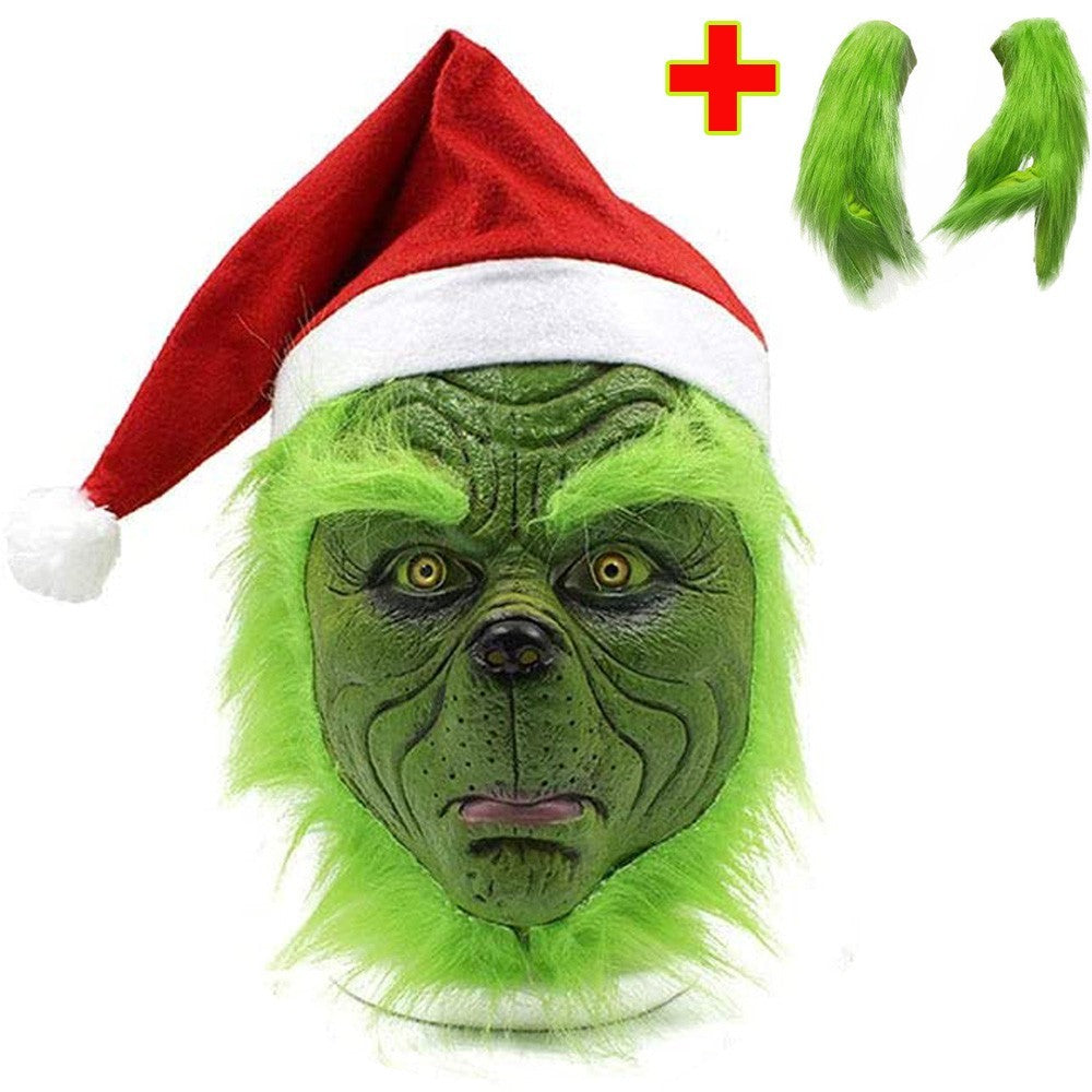 The Grinch Full Head Latex Mask Xmas Hat Monster Adult Costume Christmas Cosplay
