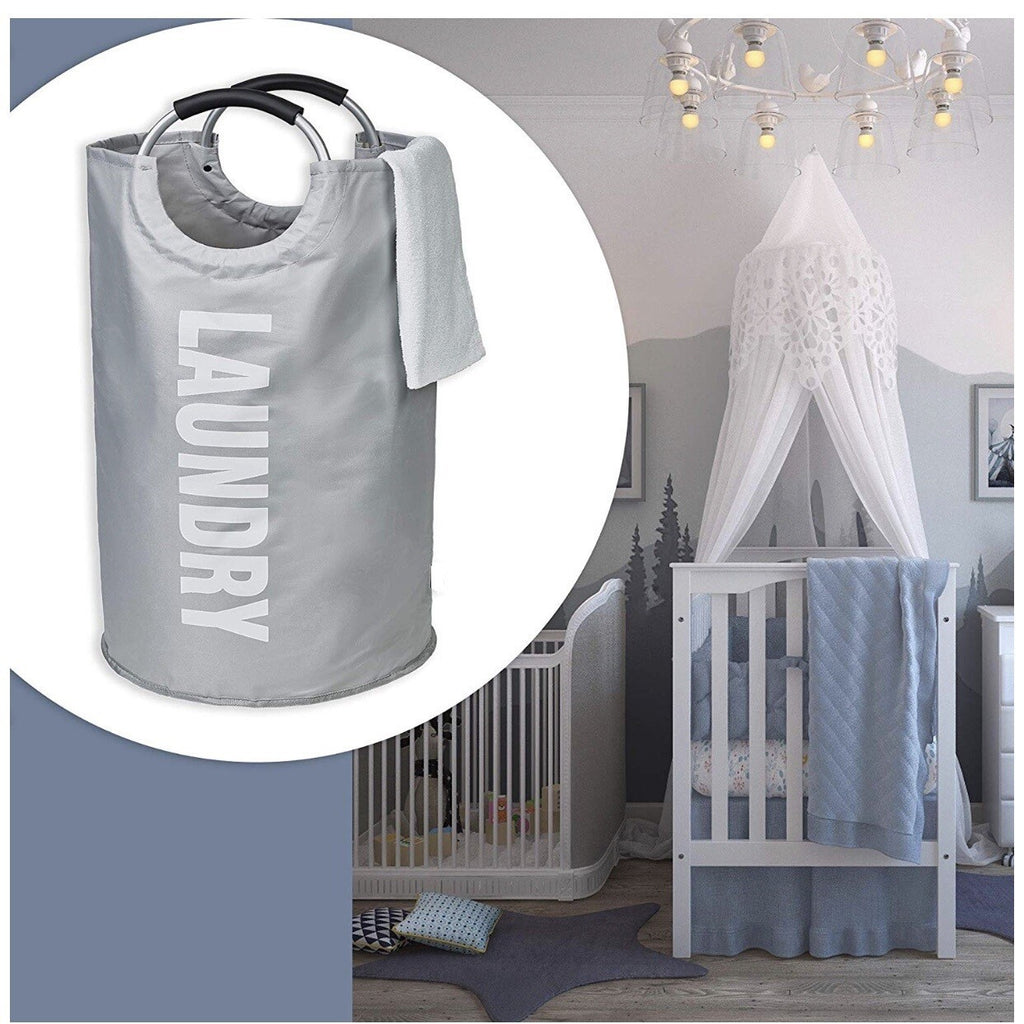 82L Foldable Fabric Laundry Basket Collapsible Clothes Hamper Bag Washing Bin