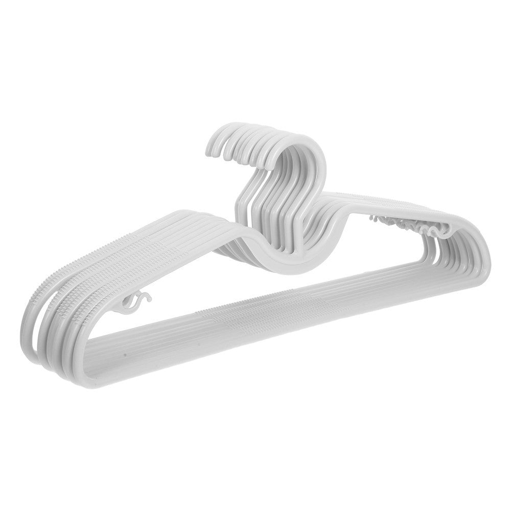 10 Pcs Plastic Short Neck Non Slip Hangers Space Saving For Clothes Closet