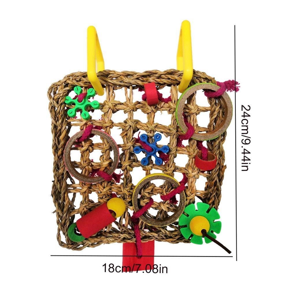Bird Climbing Net Parrot Toy Woven Seagrass Biting Hanging Hemp Rope Swing Play