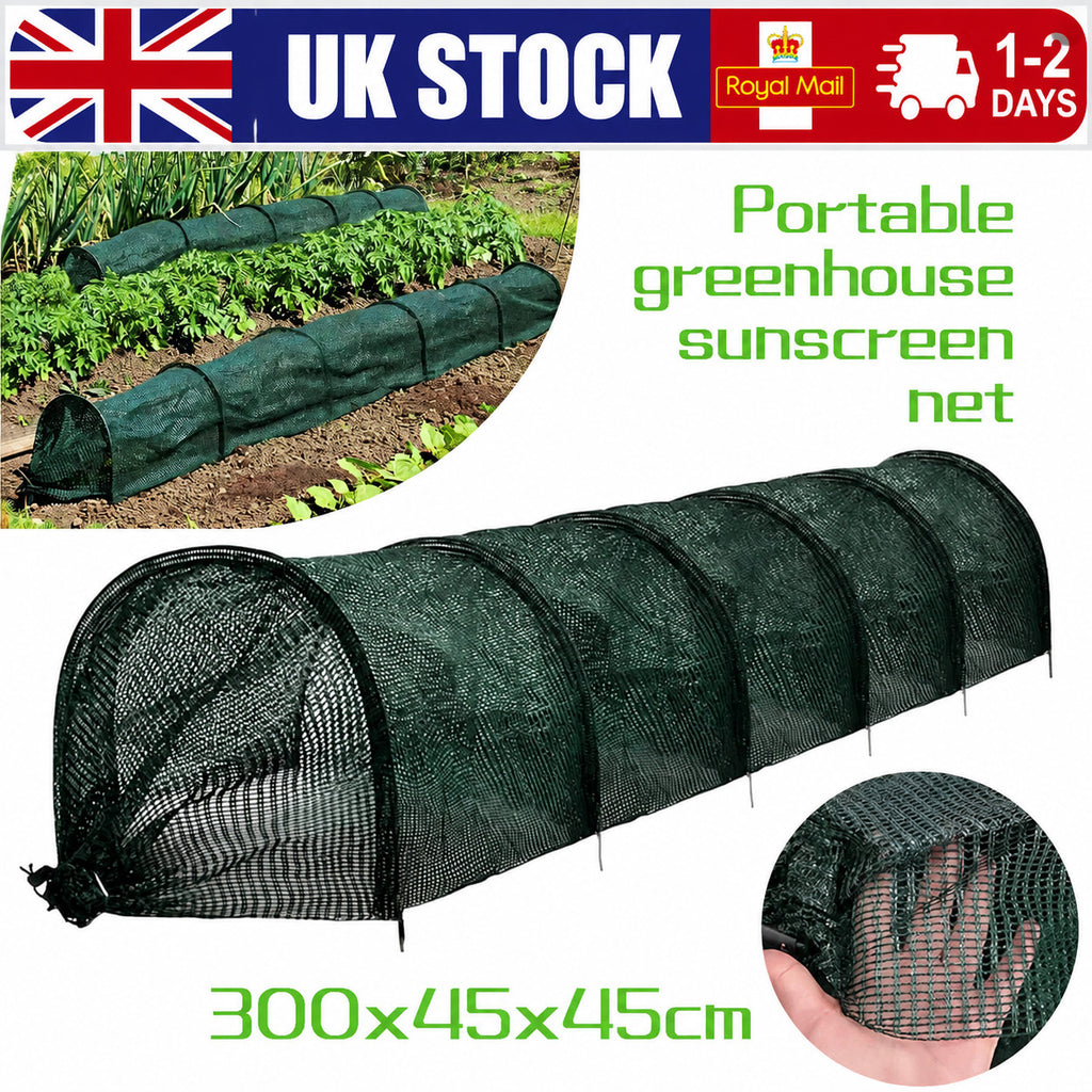 300*45CM Garden Tunnel Shade Net Cover Cloche Hoops for Vegetable Plant Growing