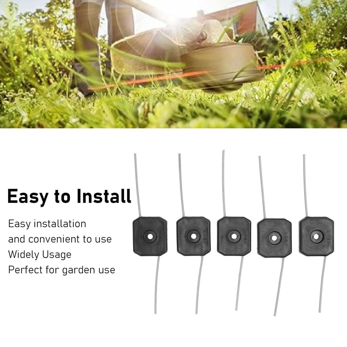Steel Wire Trimmer Head, 5pcs 150mm Trimmer Line Grass Cutting Head Solid Black