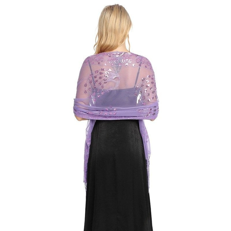 Premium Embroidered Wraps Wedding Shawl Scarf Pashmina Evening Sequin Stole