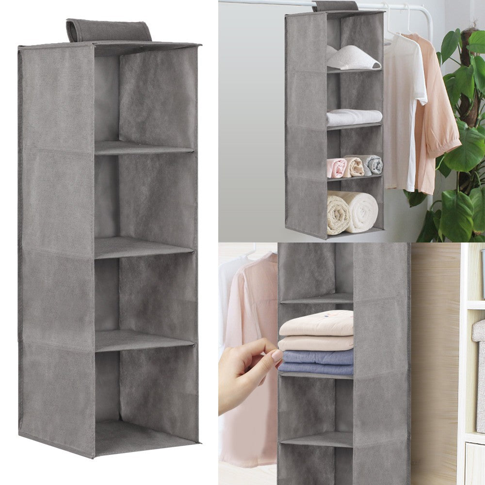 5 Layers Tidy Hanging Storage Bag Multi-Purpose Wardrobe Shelf for Clothes Shoes