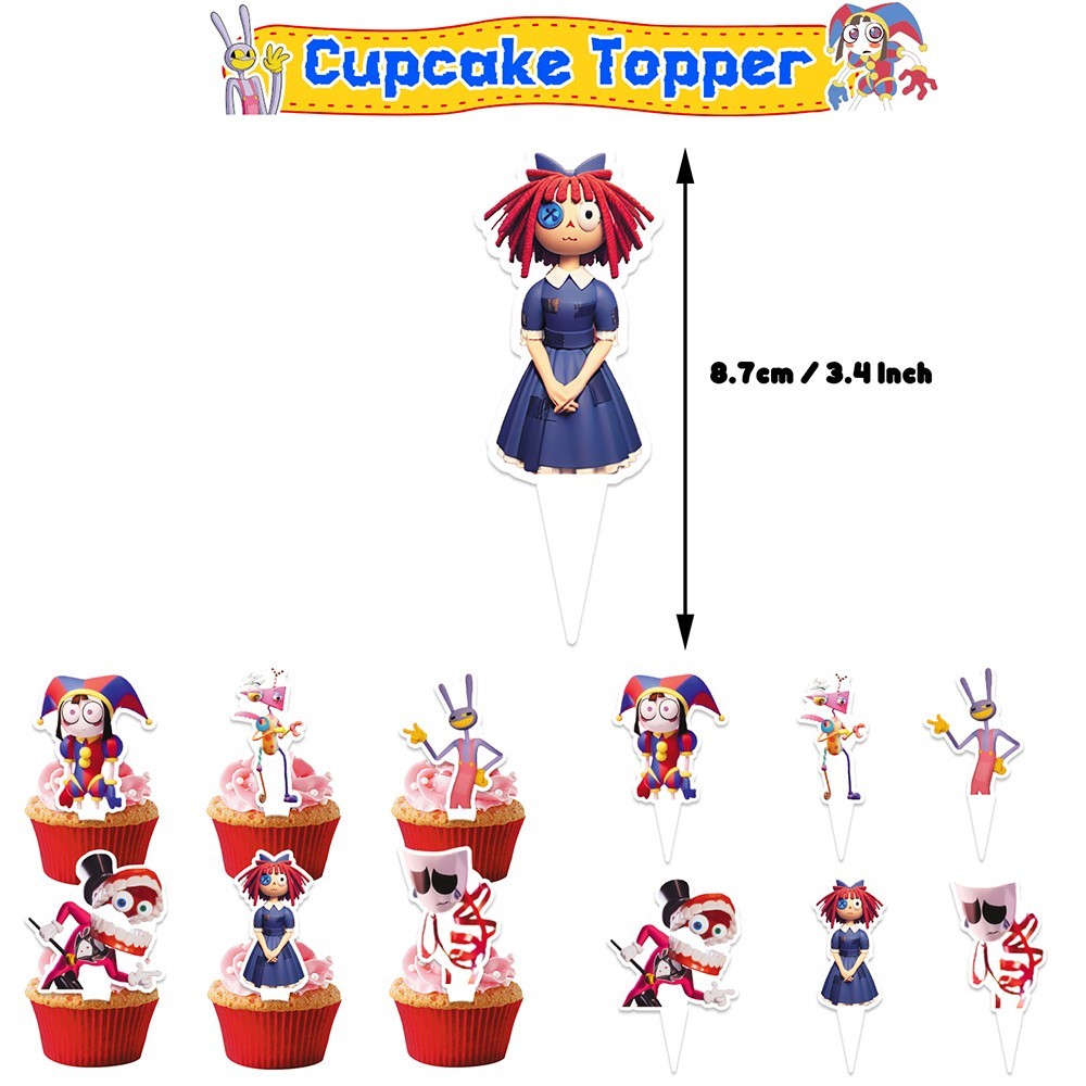 32PCS Amazing Digital Circus Party Decorations Banner Cake Topper Balloons