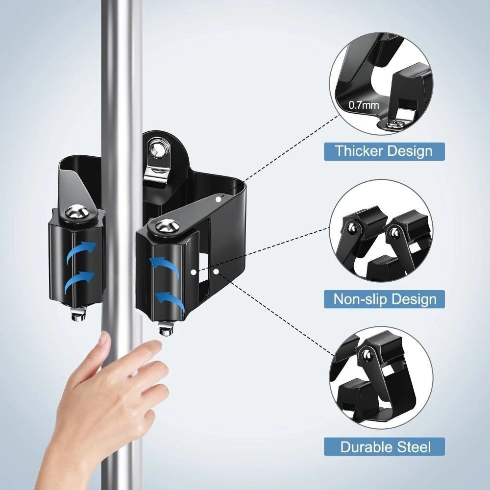 4pcs Universal Broom Hanger Wall Mounted Mop Holder Home Mop Storage Clip Rack