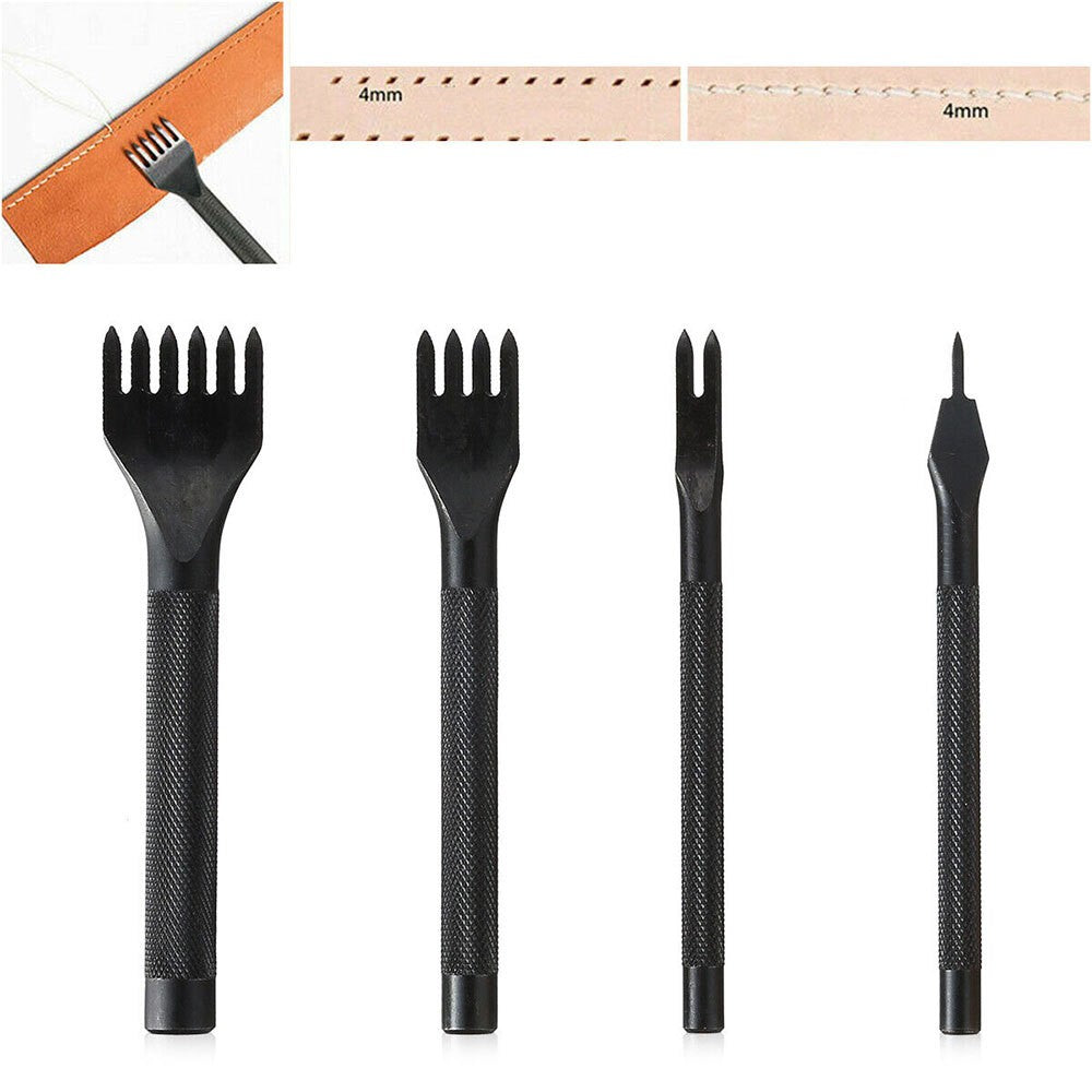 18Pcs Leather Craft Tool Kit Stitching Sewing Beveler Punch Working Hand Tools