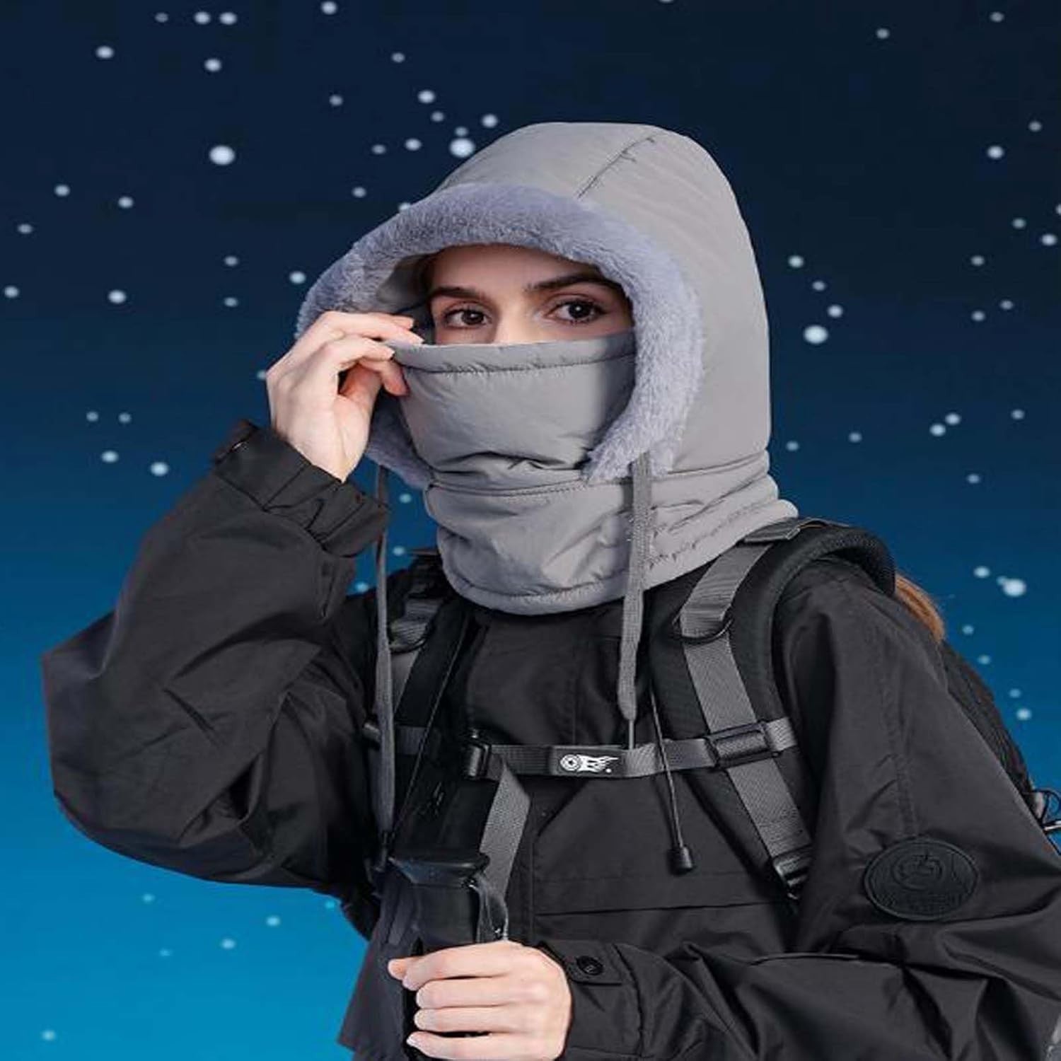Plush-Lined Thickened Thermal Hat with Face Mask 3-in-1Windproof Warm Balaclava