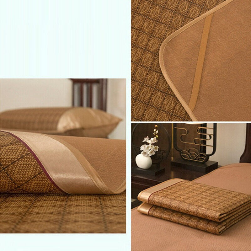 Summer Sleeping Mat 1set For Bed Rattan Foldable Nature Bamboo Cool Bed Mat Pad