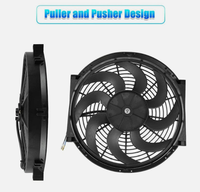 7 Inch Slim 12V 80W Electric Radiator Fan Universal Push Pull Mount Cooling Fan