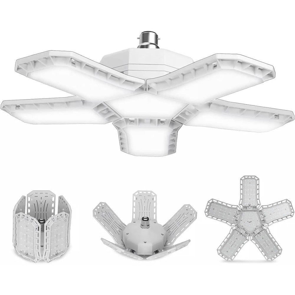 80W LED Garage Bulbs B22 9000Lm 6500K Deformable Lamp with 5 Panels