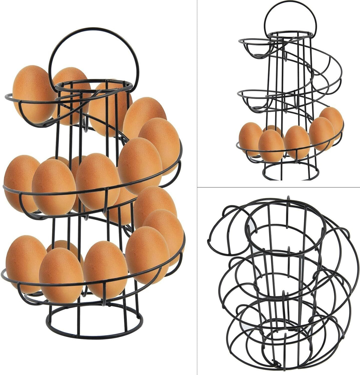 Black kitchen Storage Spiral HELTER SKELTER Egg Rack Stand Can Hold 18 Eggs