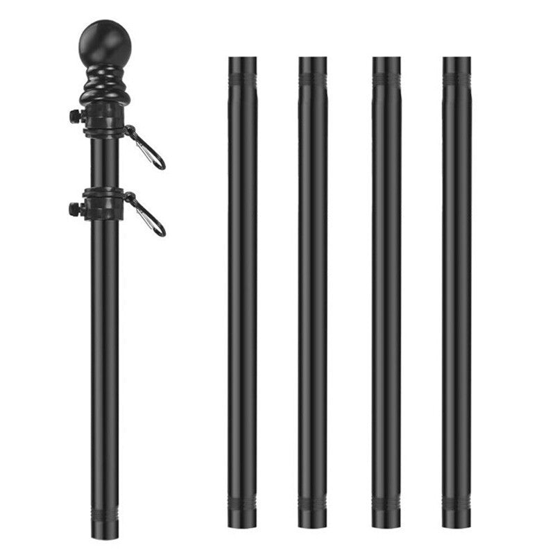 6FT Wall-Mounted Flag Pole Kit Telescopic Top Ball Flagpole Stainless Steel Yard