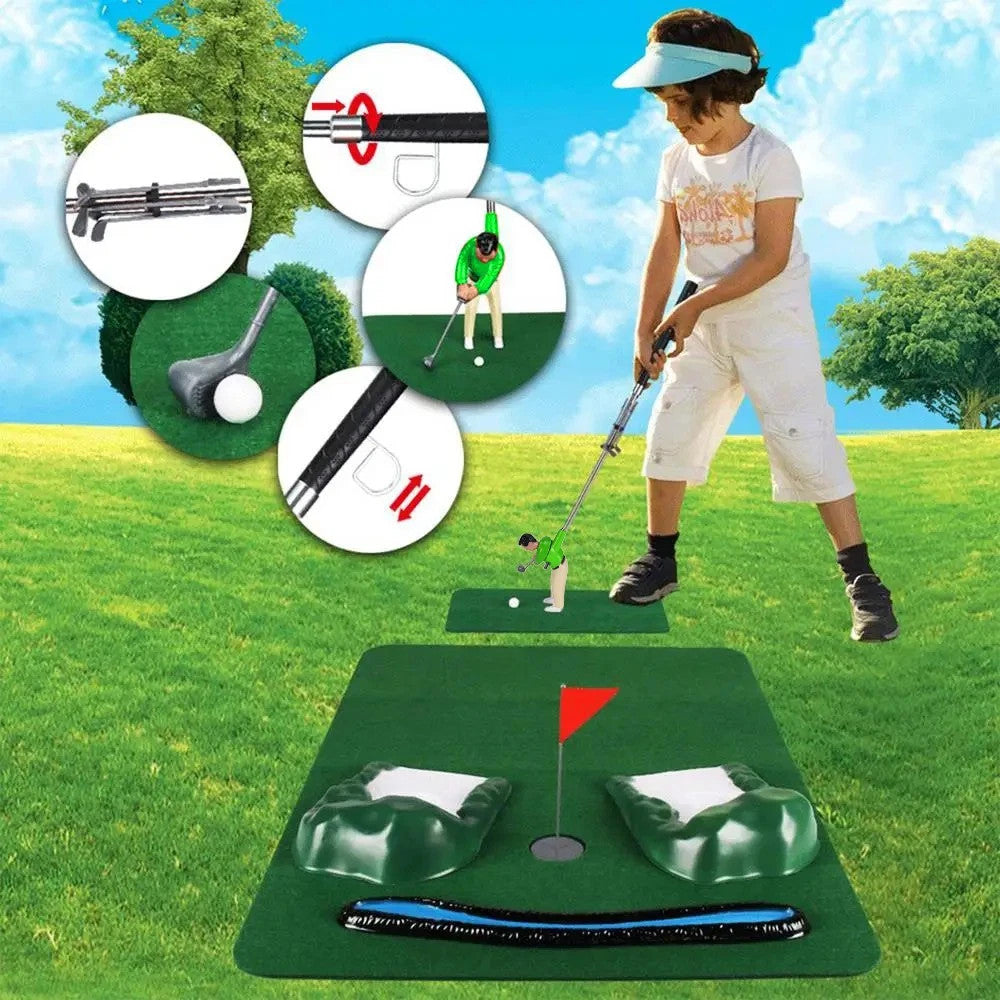 Indoor Mini Golfing Game Kit Golfs Toy Set w/Green Pad Putter Christmas Gifts