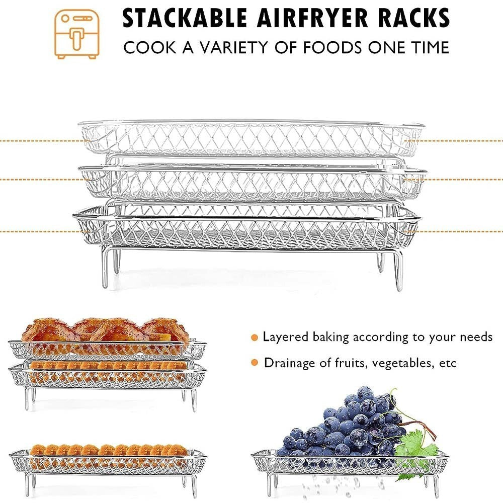 Rectangle Air Fryer Rack Accessories for Ninja Dual Air Fryer AF300UK AF400UK