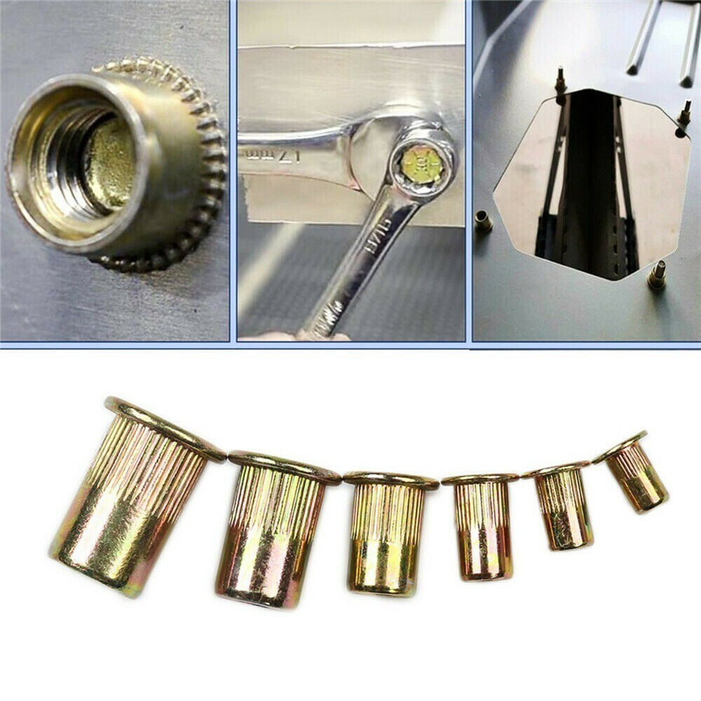 150Pcs Set Rivet Nut Kit Mixed Zinc Steel Rivnut Insert Nutsert Threaded M3-M10