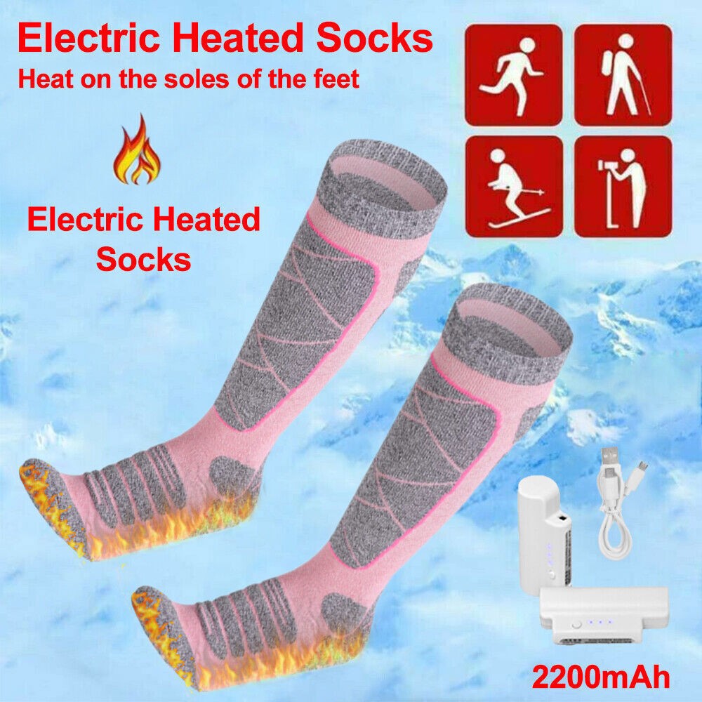 5000mAh Electric Heated Socks Foot Winter Warmer Sock Rechargeable Battery Power
