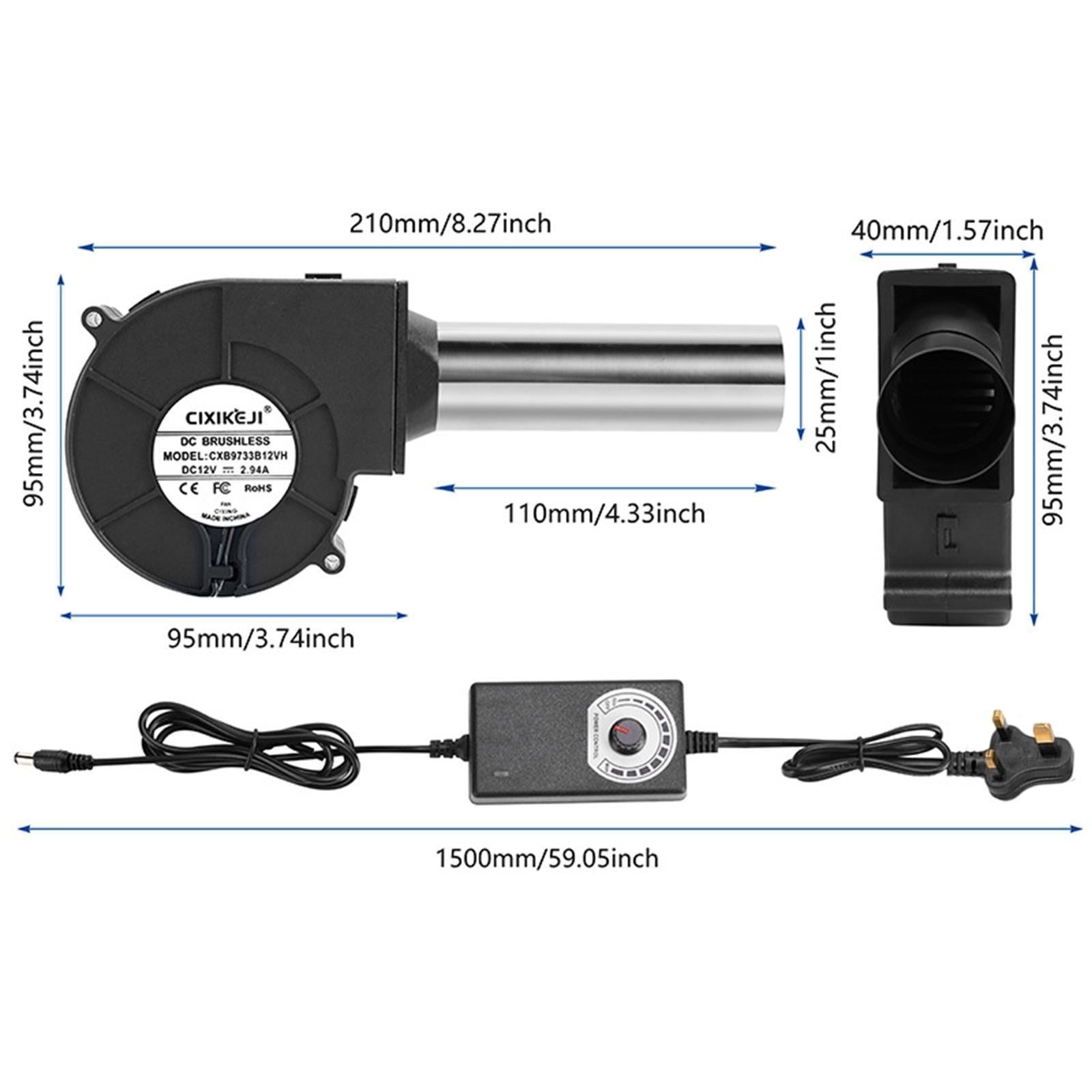 Adjustable 12V Blower fan For BBQ Heater Blower Air blower Cooking Machine UK