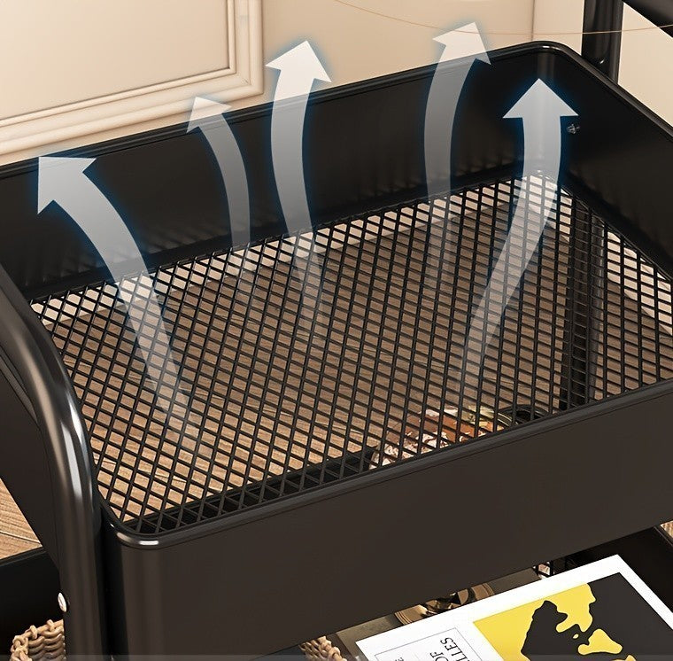 3 Tier Storage Trolley Cart Kitchen Utility Rolling Rack Tray Shelf On Wheels