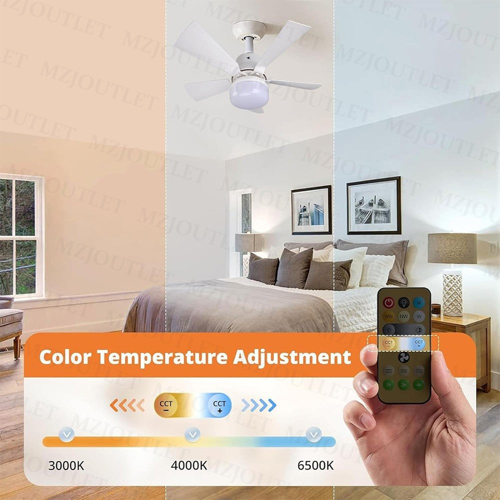 Modern Led Ceiling Fan with Light Dimmable E27 Bedroom Living Room Fan Lamp 30W