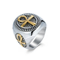 Ancient Egyptian Ankh Cross Amulet Ring Band For Men Stainless Steel #7-13