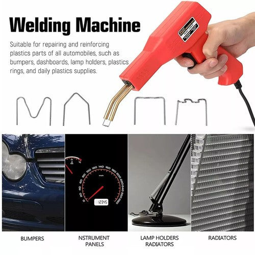 Car Bumper Fender Plastic Repair Hot Stapler Welder Gun Welding Kit & Staples