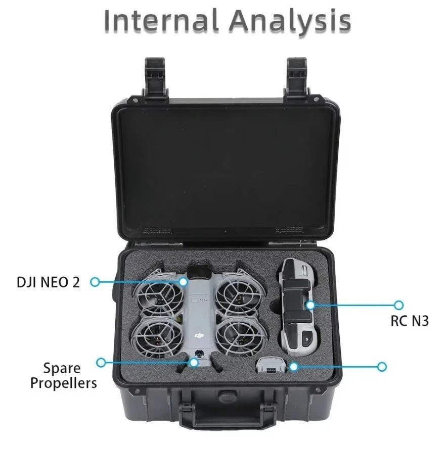 Hard Shell Suitcase Carrying Case Storage Bag For DJI Neo 2 Drone & DJI RC-N3