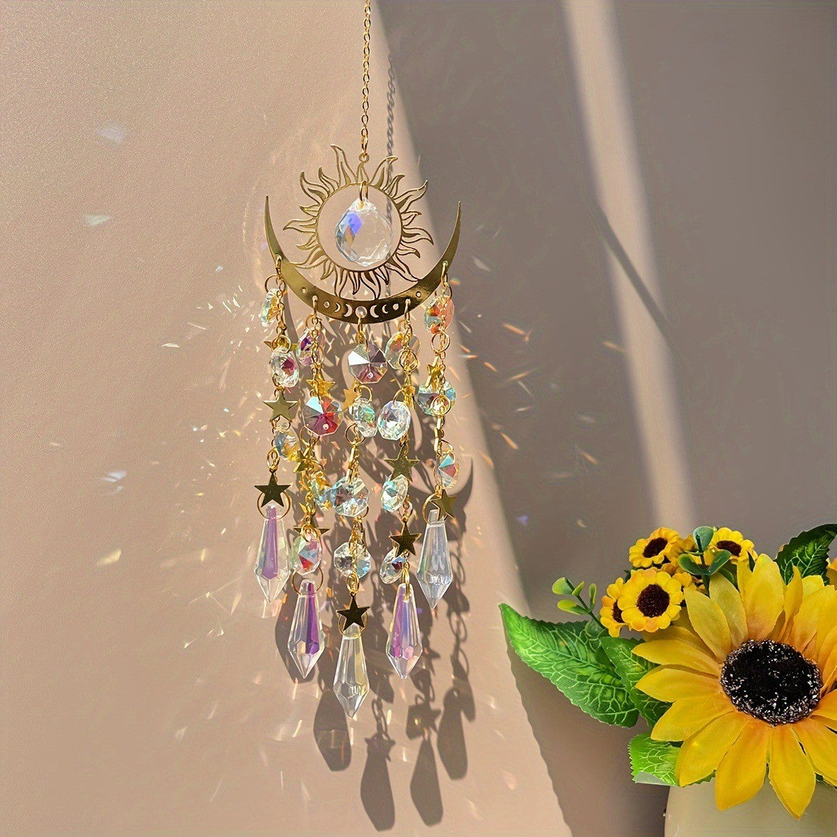 Suncatchers Hanging Wind Chime Style Garden Rainbow Maker Gold Plated Suncatcher