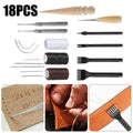 18Pcs Leather Craft Tool Kit Stitching Sewing Beveler Punch Working Hand Tools